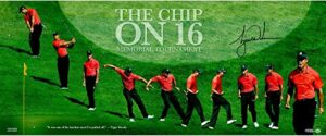 tiger woods autographed 36'' x 15'' the chip on 16 photograph - limited edition of 116 - upper deck - autographed golf photos