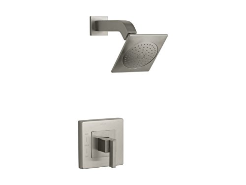 KOHLER TS14670-4-BN Loure(R) Rite-Temp(R) Shower Valve Trim with Lever Handle and 2.5 gpm showerhead, Vibrant Brushed Nickel