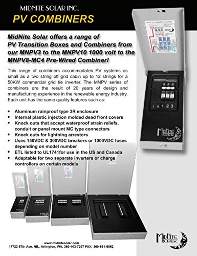 MidNite Solar MNPV8-MC4 Pre-Wired Combiner 8 Position NEMA 3R with 8 Fuseholders