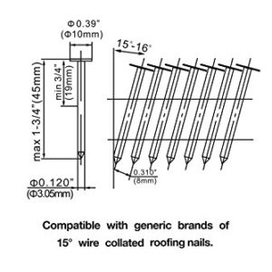 Freeman PCN450 Pneumatic 15 Degree 1-3/4" Rapid Fire Coil Roofing Nailer