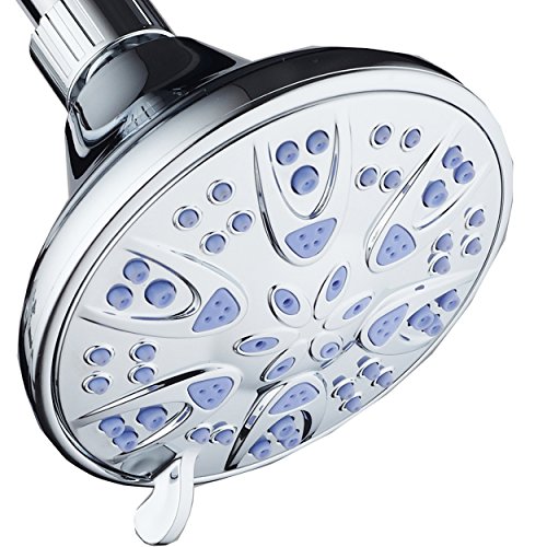 AquaDance Antimicrobial – Anti-Clog High-Pressure 6-Setting Shower Head with Nozzle Protection from Growth of Mold, Mildew & Bacteria for Stronger Shower! 4" Sunset Blue