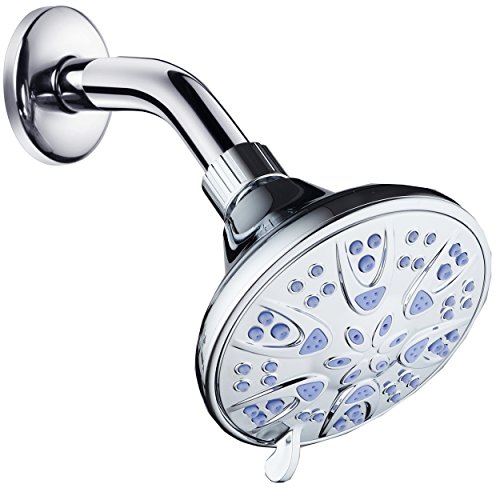 AquaDance Antimicrobial – Anti-Clog High-Pressure 6-Setting Shower Head with Nozzle Protection from Growth of Mold, Mildew & Bacteria for Stronger Shower! 4" Sunset Blue