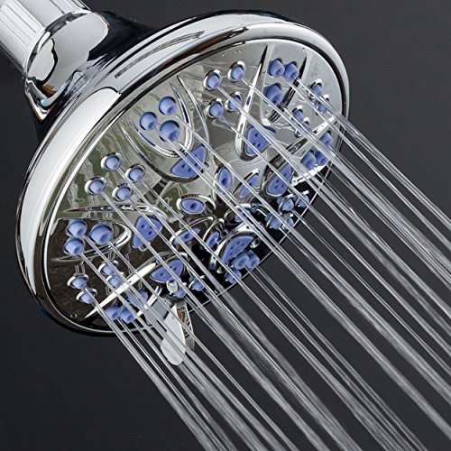 AquaDance Antimicrobial – Anti-Clog High-Pressure 6-Setting Shower Head with Nozzle Protection from Growth of Mold, Mildew & Bacteria for Stronger Shower! 4" Sunset Blue