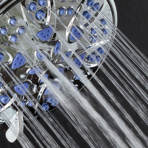 AquaDance Antimicrobial – Anti-Clog High-Pressure 6-Setting Shower Head with Nozzle Protection from Growth of Mold, Mildew & Bacteria for Stronger Shower! 4" Sunset Blue