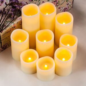 RY King Large Flameless Candle Set of 9 (D 3" x H 3", 3", 4", 4", 5", 5", 6", 7", 8") Battery Operated LED Pillar Real Wax Candles with Remote Control Timer