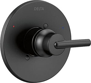 delta faucet trinsic 14 series single-function black shower valve trim kit, shower handle, delta shower trim kit, matte black t14059-bl (valve not included)