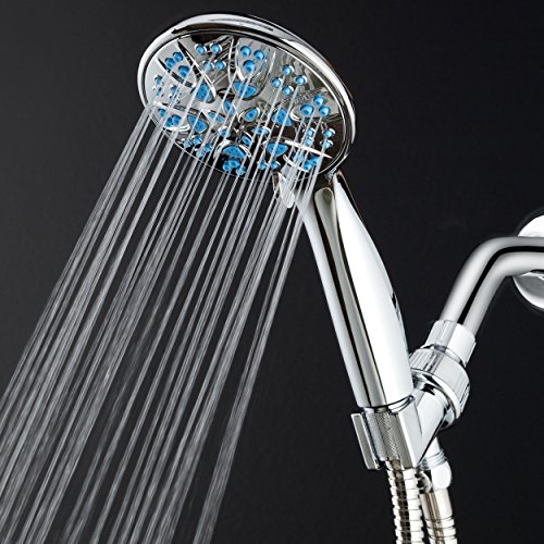 AquaDance 5514 Antimicrobial – Anti-Clog High-Pressure 6-Setting Hand Microban Nozzle Protection from Growth for Stronger Shower 3 Color Choices, Aqua Blue Jets,4 Inch