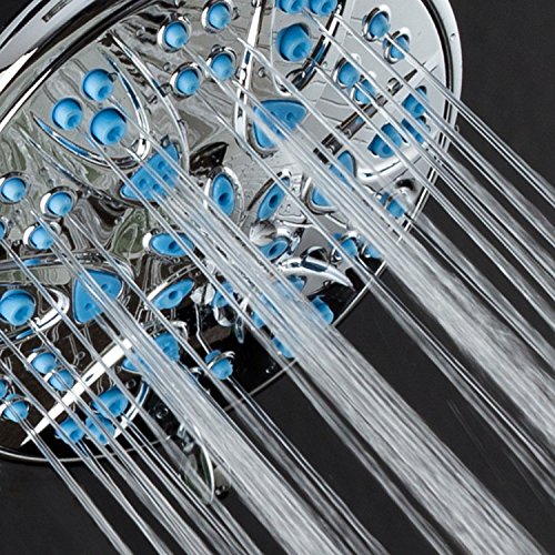 AquaDance 5514 Antimicrobial – Anti-Clog High-Pressure 6-Setting Hand Microban Nozzle Protection from Growth for Stronger Shower 3 Color Choices, Aqua Blue Jets,4 Inch