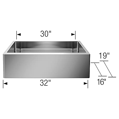 BLANCO 522213 32" QUATRUS R15 Apron-Front Kitchen Sink, Stainless Steel