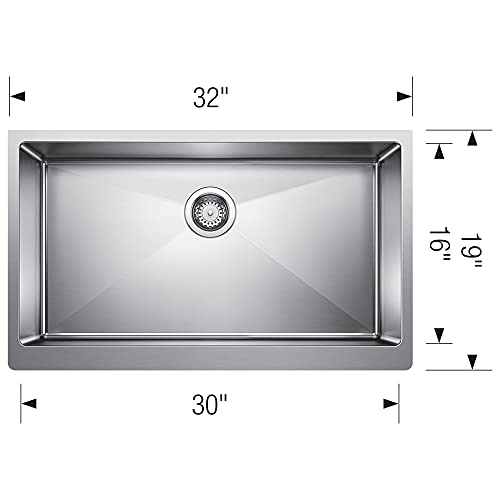 BLANCO 522213 32" QUATRUS R15 Apron-Front Kitchen Sink, Stainless Steel