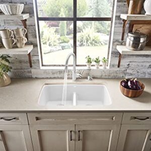 BLANCO, White 442199 VALEA SILGRANIT 50/50 Double Bowl Undermount Kitchen Sink with Low Divide, 32" X 19"