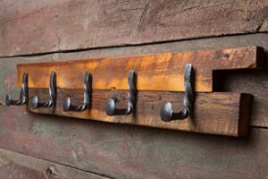 twisted reclaimed railroad spike 5 hook rack