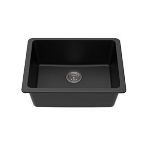 Winpro New Black Granite Quartz 25" x 18-1/2" x 9-1/2" Single Bowl Undermount Sink
