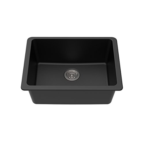 Winpro New Black Granite Quartz 25" x 18-1/2" x 9-1/2" Single Bowl Undermount Sink