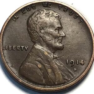 1914 S Lincoln wheat cent Penny Seller Very Fine