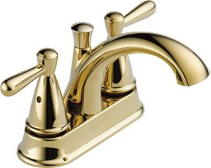 peerless bayside brass bathroom faucet, centerset bathroom faucet, bathroom sink faucet, drain assembly, polished brass p99640lf-pb