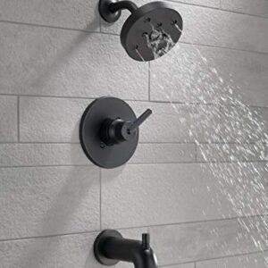 Delta Faucet Trinsic 14 Series Single-Function Tub and Shower Trim Kit with Single-Spray H2Okinetic Shower Head, Matte Black T14459-BL with (Valve Not Included)