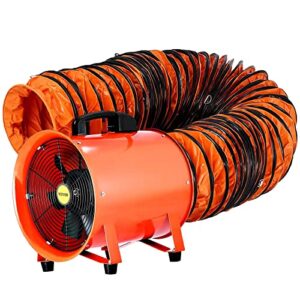 vevor utility blower/exhaust axial hose fan, 12 inches, 3900 m3/h high velocity portable ventilator, low noise extractor fan blower with 16 ft / 5 m duct hose