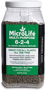 microlife multi-purpose (6-2-4) professional grade granular organic fertilizer for all plants, 7 lbs