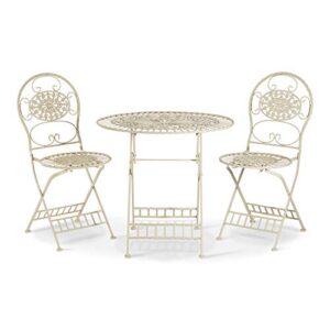 alpine 3-piece floral bistro outdoor conversation set for patio, yard, garden, 28-inch tall, white