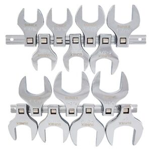 sunex tools 9721a 1/2-inch drive jumbo sae crowfoot wrench set, 1-1/16-inch - 1-3/8-inch, fully polished, 14-piece (includes storage rail)