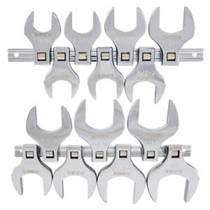 Sunex Tools 9721A 1/2-Inch Drive Jumbo SAE Crowfoot Wrench Set, 1-1/16-Inch - 1-3/8-Inch, Fully Polished, 14-Piece (Includes Storage Rail)