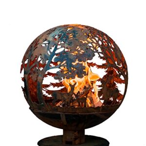 esschert design ff1011 wildlife fire sphere, rust metal finish - large