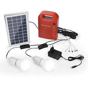 GutReise Portable Solar Powered LED Energy System Kit,E27 LED Bulb E27 Base,Generation System Outdoor Small DC Solar Panels Charging Generator Power Emergency Situation 4.5Ah/6V