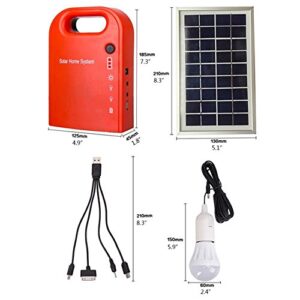 GutReise Portable Solar Powered LED Energy System Kit,E27 LED Bulb E27 Base,Generation System Outdoor Small DC Solar Panels Charging Generator Power Emergency Situation 4.5Ah/6V