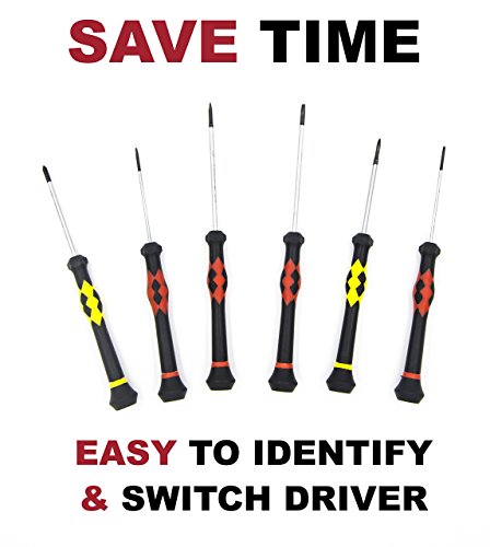 Kutir Precision Screwdriver Set (Set of 6) - Magnetic Flathead and Philips With Separate Colors Handle - Professional Repair Tool Kit For Electronics, iPhone, SmartPhone, PC, Jewelry, Watch, Eyeglass