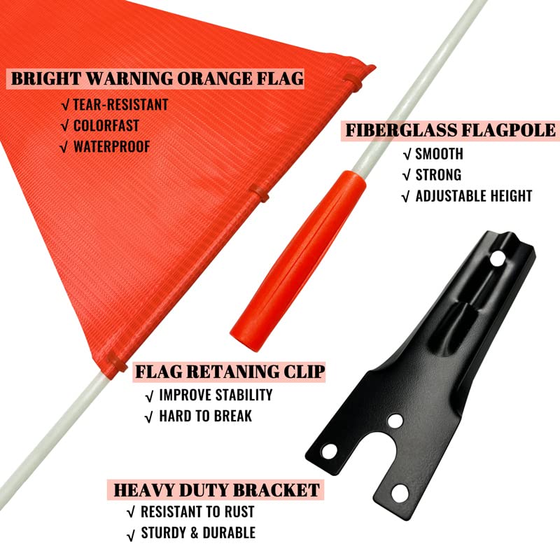 Bike Safety Flag/USA Flag Six Foot Heavy Duty Fiberglass Pole Polyester Full Color Tear-Resistant Waterproof Flag Orange Safety Flag Eagle Flag and American Flag