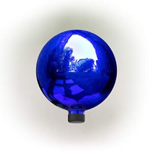 alpine corporation 10" diameter indoor/outdoor glass gazing globe festive yard décor, blue