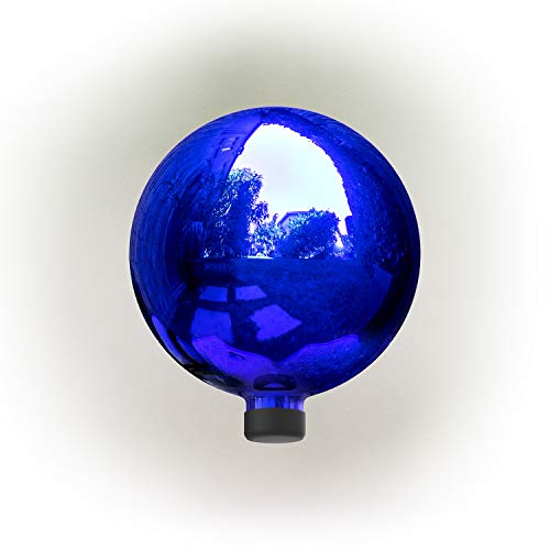 Alpine Corporation 10" Diameter Indoor/Outdoor Glass Gazing Globe Festive Yard Décor, Blue