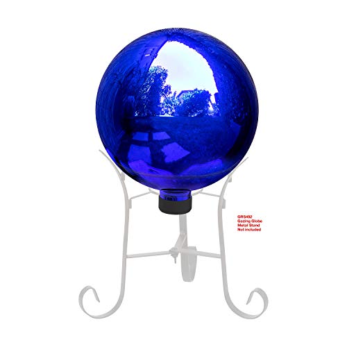 Alpine Corporation 10" Diameter Indoor/Outdoor Glass Gazing Globe Festive Yard Décor, Blue