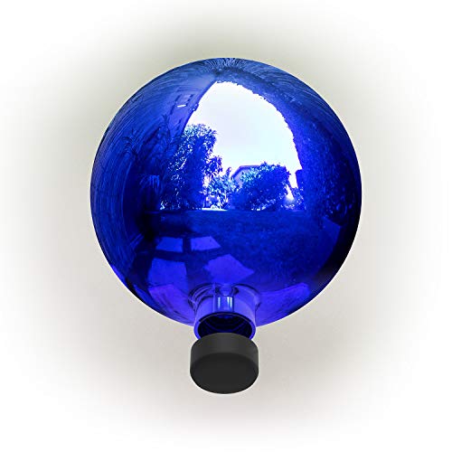 Alpine Corporation 10" Diameter Indoor/Outdoor Glass Gazing Globe Festive Yard Décor, Blue