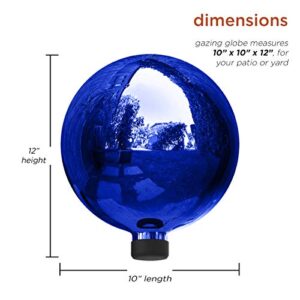 Alpine Corporation 10" Diameter Indoor/Outdoor Glass Gazing Globe Festive Yard Décor, Blue