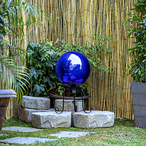 Alpine Corporation 10" Diameter Indoor/Outdoor Glass Gazing Globe Festive Yard Décor, Blue