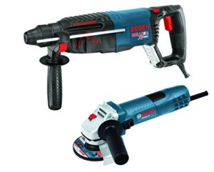 bosch 11255vsr-gws8 1" sds-plus bulldog xtreme rotary hammer with 4-1/2" small angle grinder, blue