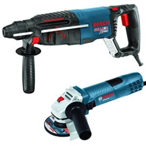 Bosch 11255VSR-GWS8 1" SDS-plus Bulldog Xtreme Rotary Hammer with 4-1/2" Small Angle Grinder, Blue