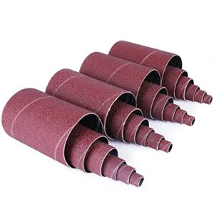 LotFancy Spindle Sander Sleeves, 24PCS 60 Grit Sanding Sleeves, Aluminum Oxide Abrasive, 4-1/2” Length, 4 Each of 1/2”,3/4”,1”,1-1/2”, 2” and 3”