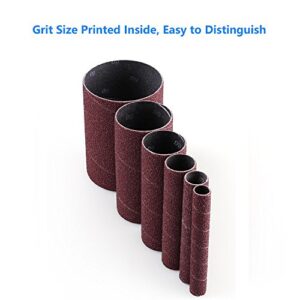 LotFancy Spindle Sander Sleeves, 24PCS 60 Grit Sanding Sleeves, Aluminum Oxide Abrasive, 4-1/2” Length, 4 Each of 1/2”,3/4”,1”,1-1/2”, 2” and 3”