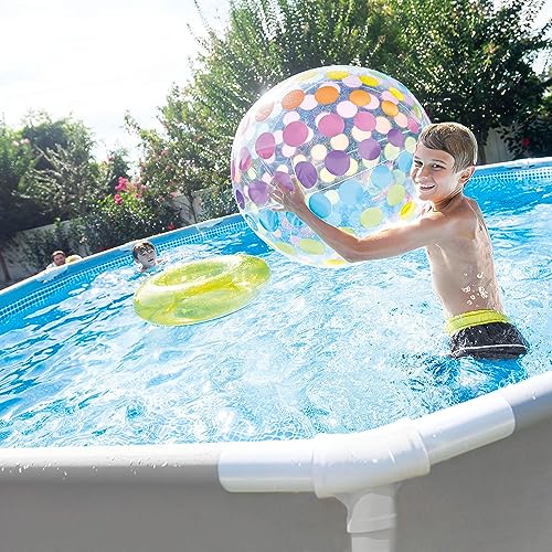 Intex 10 Feet Round Prism Metal Frame Above Ground Outdoor Backyard Swimming Family Pool for Kids and Adults ages 6 and Up, Gray