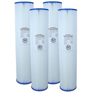 kleenwater kw4520br pleated dirt rust sediment replacement water filter cartridge, 4.5 x 20 inch, 50 micron, made in usa, set of 4