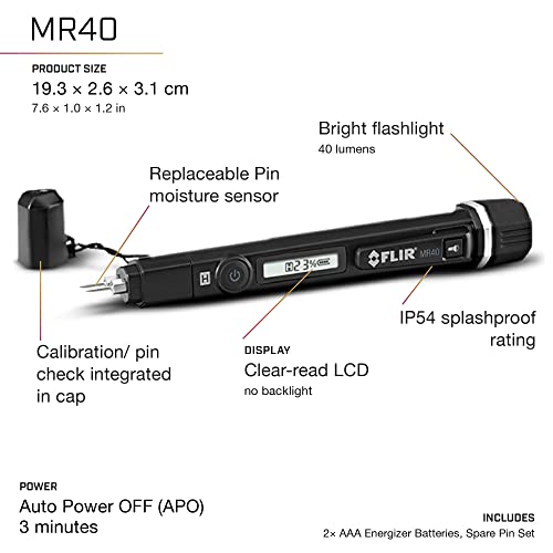 FLIR MR40 - Moisture Pen - with Built in 40 Lumens Flashlight