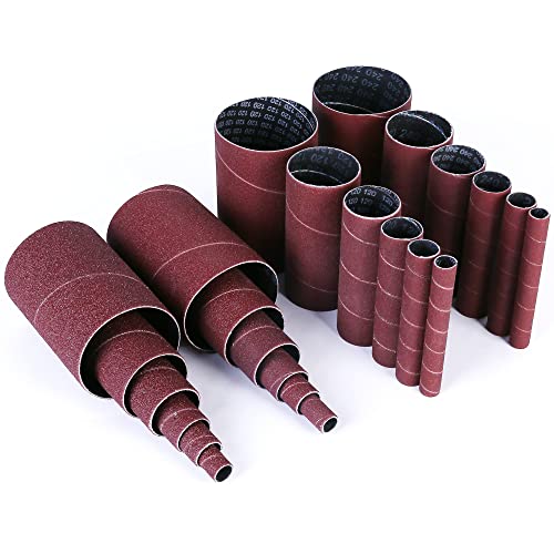 LotFancy Spindle Sander Sleeves, 24PCS Sanding Sleeves for Oscillating Sander, 60 80 120 240 Assorted Grit Sandpaper, 4-1/2” Length, 1/2”, 3/4”, 1”, 1-1/2”, 2”, 3” Diameter