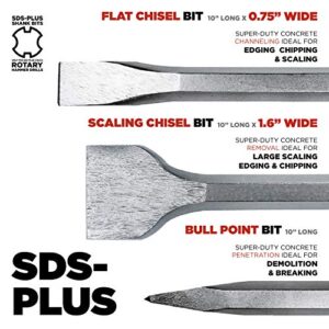 Makita 3 Piece - SDS-Plus Chisel & Point Bit Set for SDS+ Rotary Hammers - Aggressive Demolition for Concrete & Tile