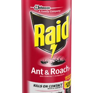 Raid Ant & Roach Spray Defense System, Lemon Scent, Attacks Bugs & Kills on Contact for up to 4 Weeks, No Lingering Chemical Odor, 17.5-Ounce (Pack of 5)