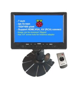 loncevon 7 inch mini monitor hd 1080p small hdmi monitor portable vga monitor lcd screen for pc/tv/dvd/raspberry pi/camera/gaming; ips 1024x600 pixels; build in speakers&earphone jack