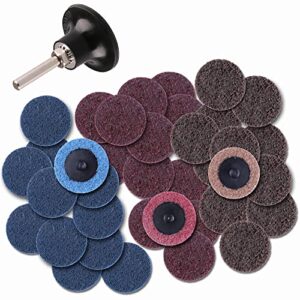 LotFancy 2 Inch Sanding Discs, for Die Grinder, 46PCS, Roll Lock Grinding Stripping Discs and 1/4" Holder, Fine Medium Coarse Assorted Pack, R-Type Quick Change Surface Conditioning Disc
