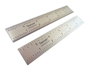 taytools 6 inch rigid machinist rule ruler hardened spring steel 4r graduations in 1/8, 1/16, 1/32 and 1/64 inches mrsae